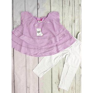 Toddler's Girl Set Purple Ruffles Short Sleeves Blouse & Leggings 3T